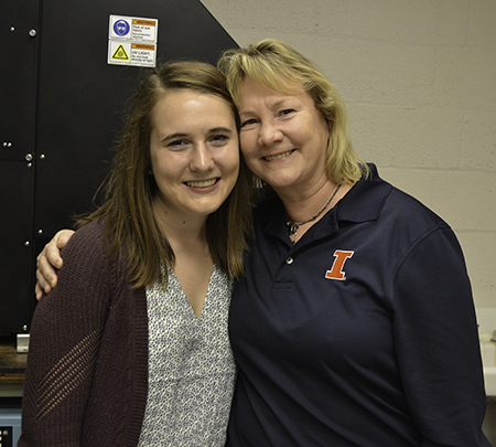 Left to right: Freshman Katie Carroll with her mom, Professor Victoria Coverstone