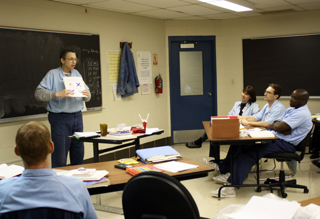 EJP student presents during a class taught by Sarah Lubienski.