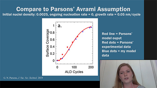 Diana LaFollette presents her research results during the I-MRSEC REU Research Symposium.