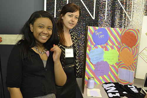  A Centennial High student and her  grad student mentor, Bridget Curren, present during the IRISE Symposium poster session.