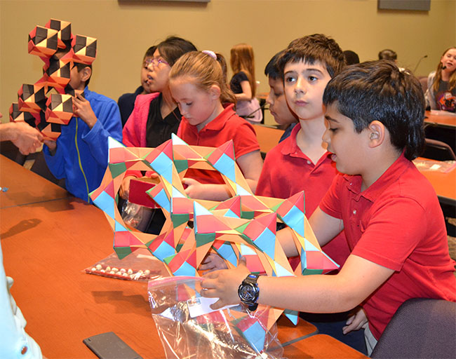 Students examine DNA origami