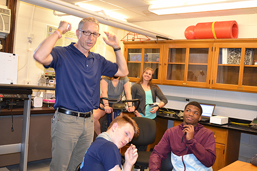 Kinesiology Associate Professor Steven Petruzzello shares with the high schoolers.