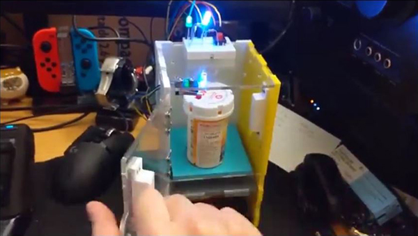 Image taken of the team's video showing the Pillsafe SmartCabinet in operation.