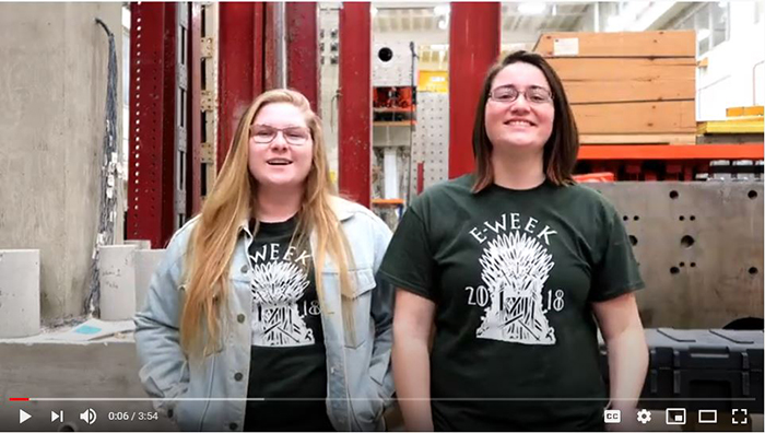 Two Civil and Environmental Engineering students share about what it's like to be a student in their department. (Image taken from video posted on the IMAGINE website.)