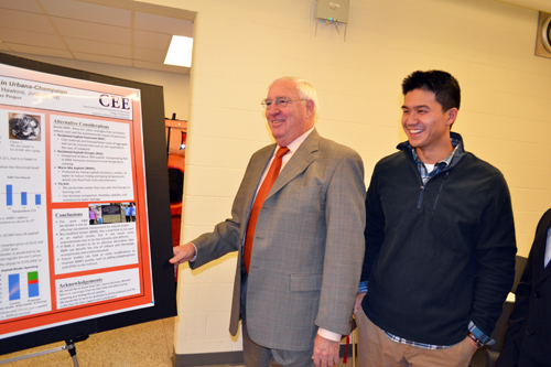 Jack Dempsey and Junhong Xu during the course's final poster session.