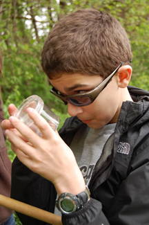 CPS student examines the insect he caught.