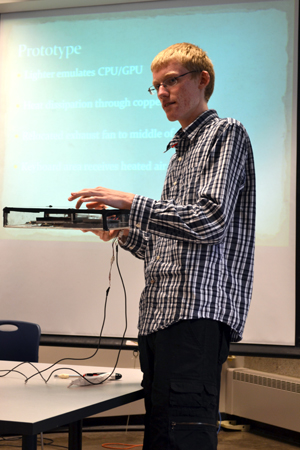John Quarnstrom presents about the heated laptop project.