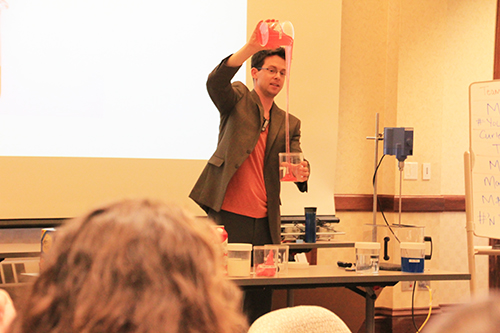 Randy Ewoldt demonstrates non-Newtonian fluid