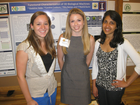 Clockwise from the left: Madeline Tolish during the final poster presentation for the EBICS REU students.
