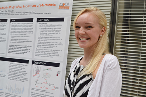 Vet Med student, Jessica Kerr, with her poster at Vet Med's end-of-summer poster session.