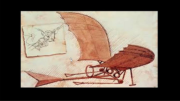 One slide Vishveshwara showed students was a drawing of a flying machine Leonardo Da Vinci desinged; DaVinci was both a scientists and an artist.