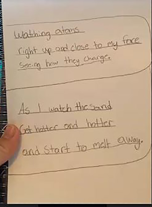 A haiku created by one of Franklin's seventh graders. 
